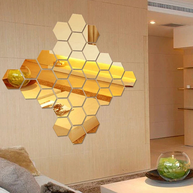 Modern Hexagonal Wall Mirror Pieces