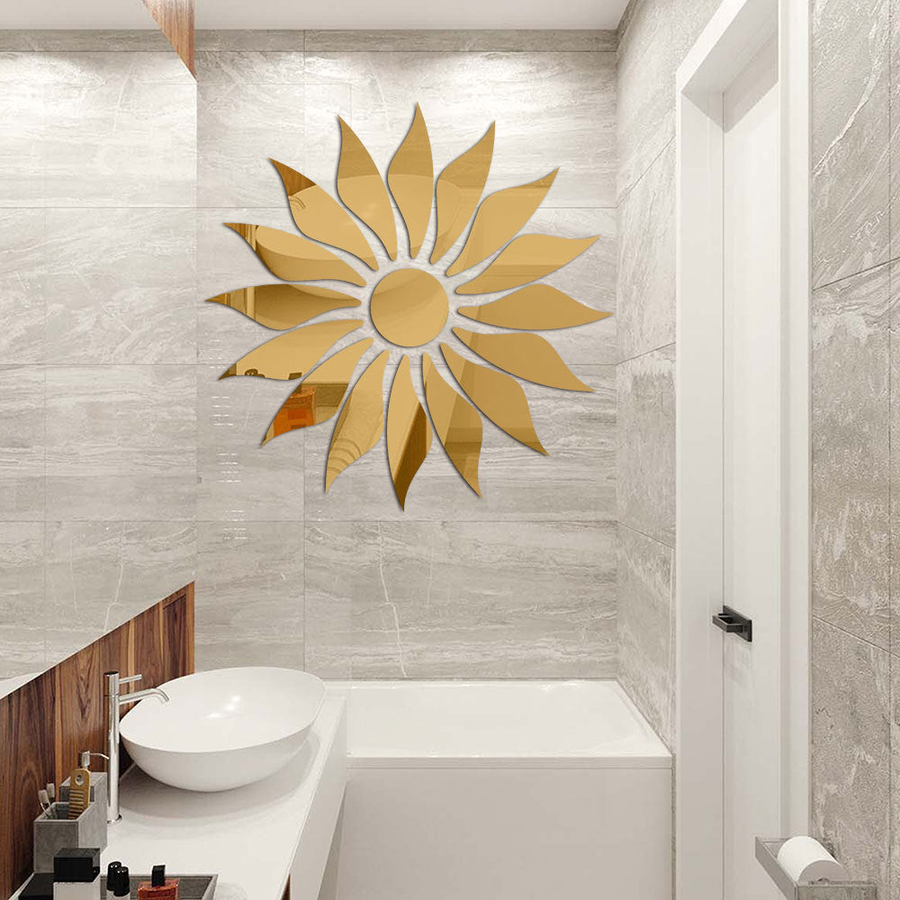 Silver Sunflower Home Decor Mirror(Acrylic) 30x30 inches
