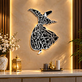 Silver Whirling Dervish wooden wall art