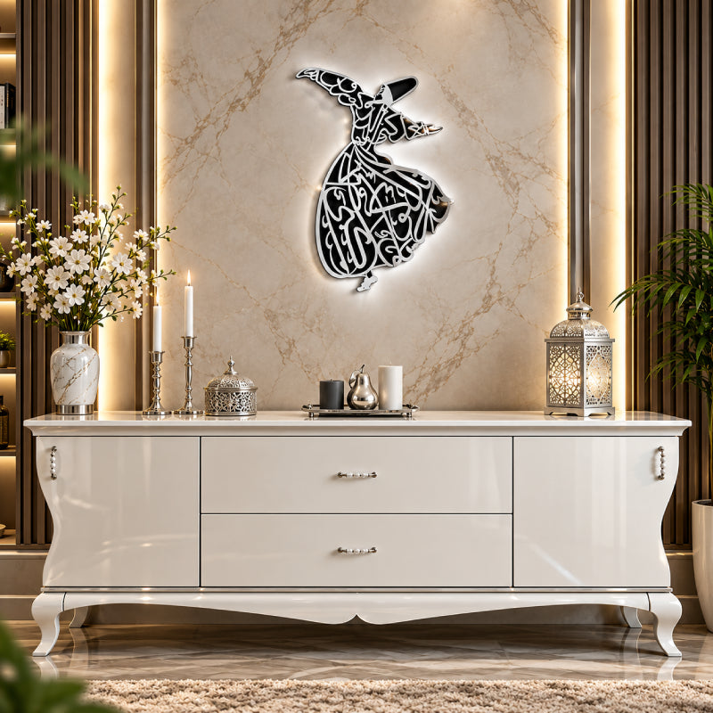 Whirling Dervish wall art Golden Silver Pakistan
