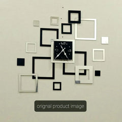 Square Shaped Silver & Golden Acrylic Clock For Wall Decor