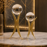 Celestial Spheres on Gilded Wheat Stand Set of 2 luxury home decor Pakistan