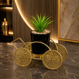 Gold Metal Cart with Planter | Elegant Decorative Plant Stand for Home
