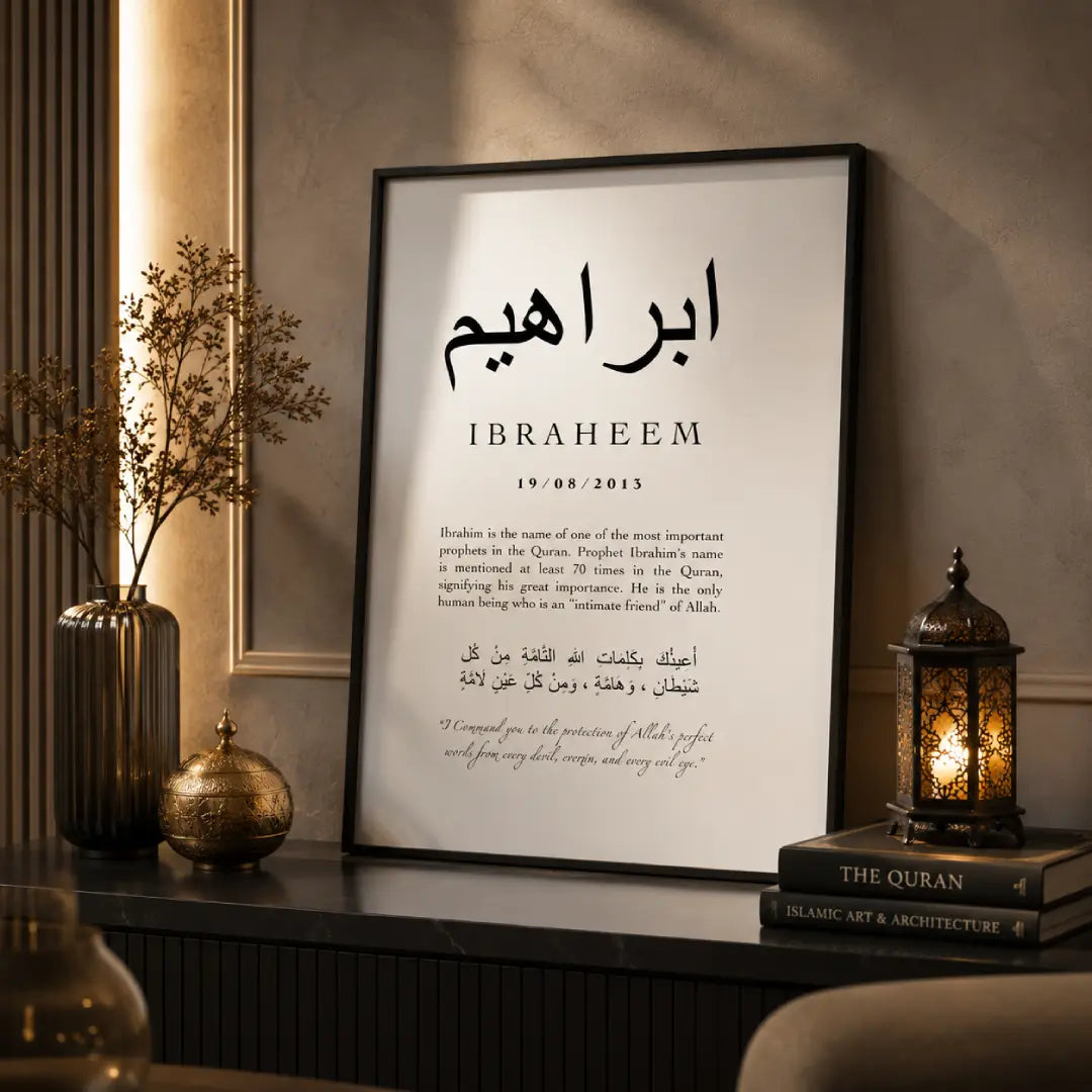 Arabic calligraphy personalised name print for Muslim home